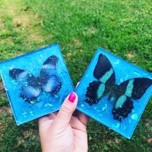 Epoxy resin butterfly coasters